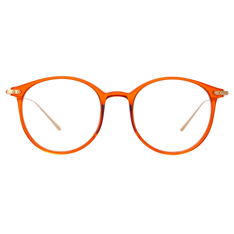 Linda Farrow Men's Gray Oval Optical Frame in Amber (Asian Fit)