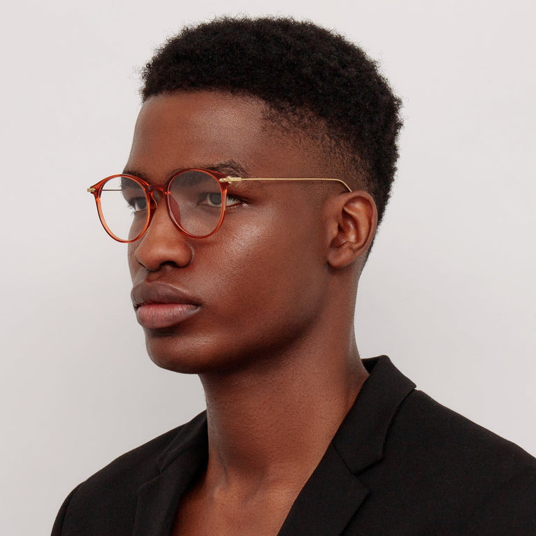Linda Farrow Men's Gray Oval Optical Frame in Amber