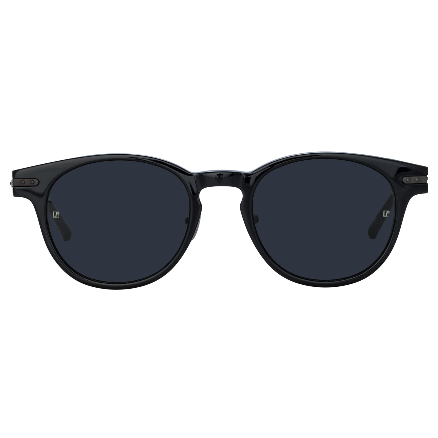 Linda Farrow Bay D-Frame Sunglasses in Black and Matt Nickel (Asian Fit)  48