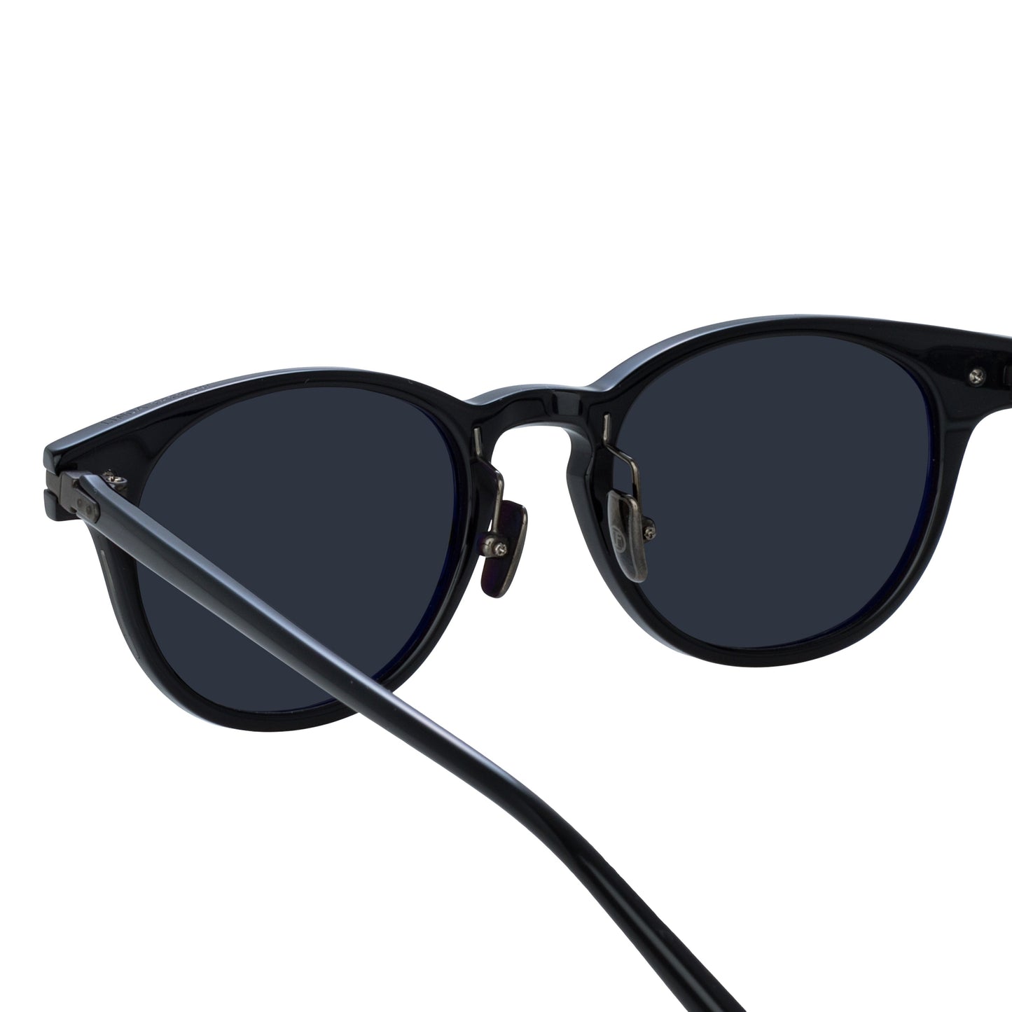 Linda Farrow Bay D-Frame Sunglasses in Black and Matt Nickel (Asian Fit)  48