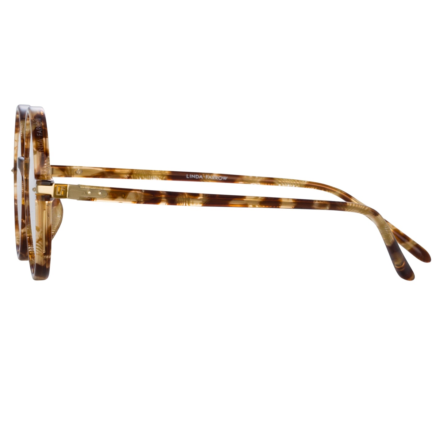 Linda Farrow Spire A Round Optical Frame in Tobacco Tortoiseshell