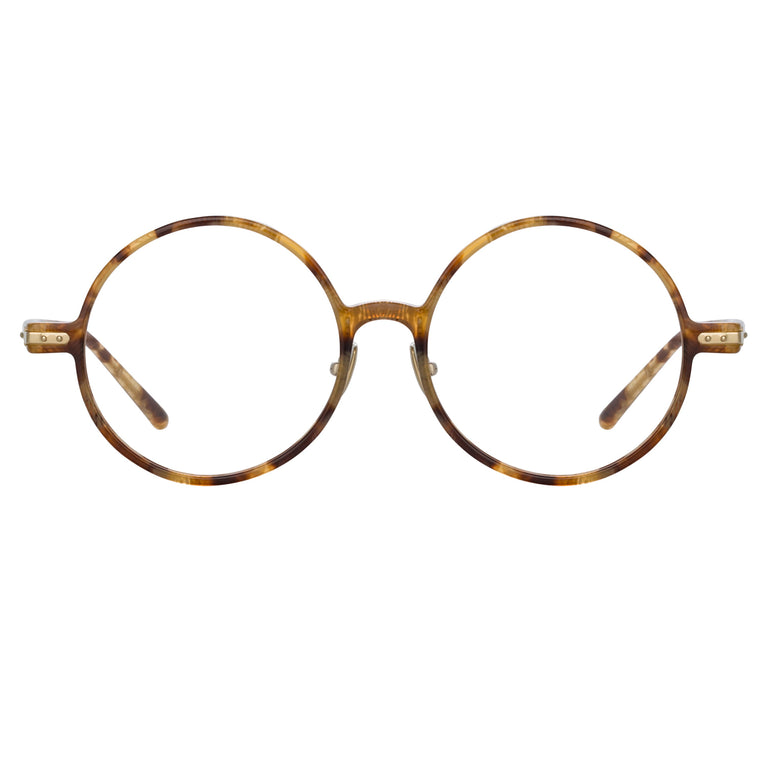 Linda Farrow Spire Round Optical Frame in Tobacco Tortoiseshell