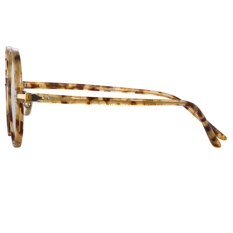 Linda Farrow Spire Round Optical Frame in Tobacco Tortoiseshell
