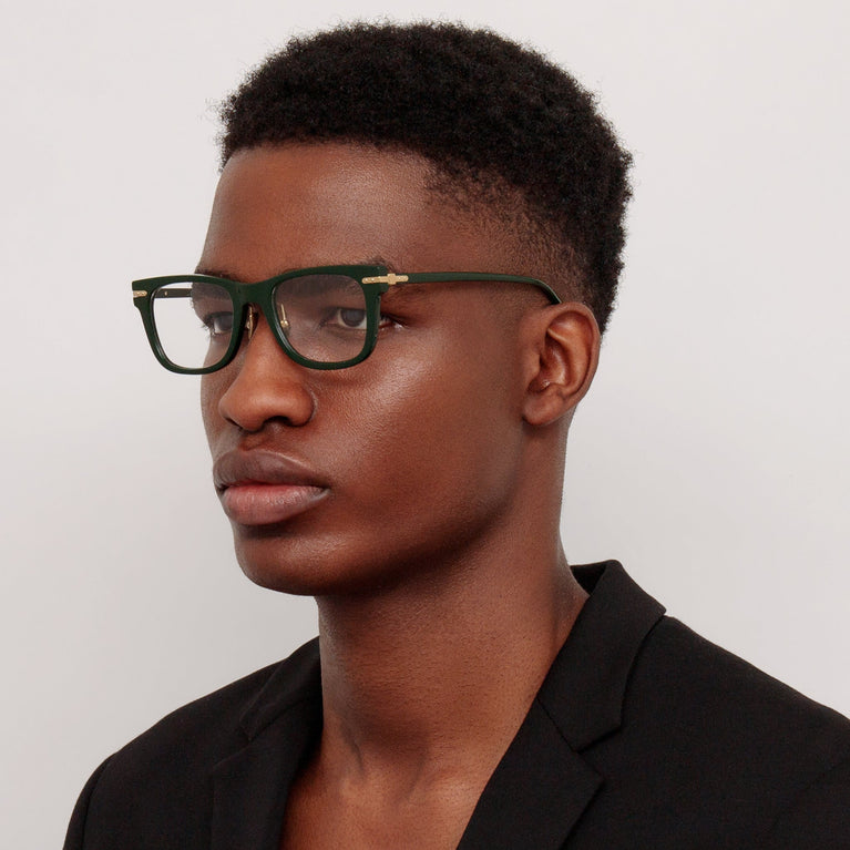 Linda Farrow Men's Portico Optical D-Frame in Forest Green (Asian Fit)