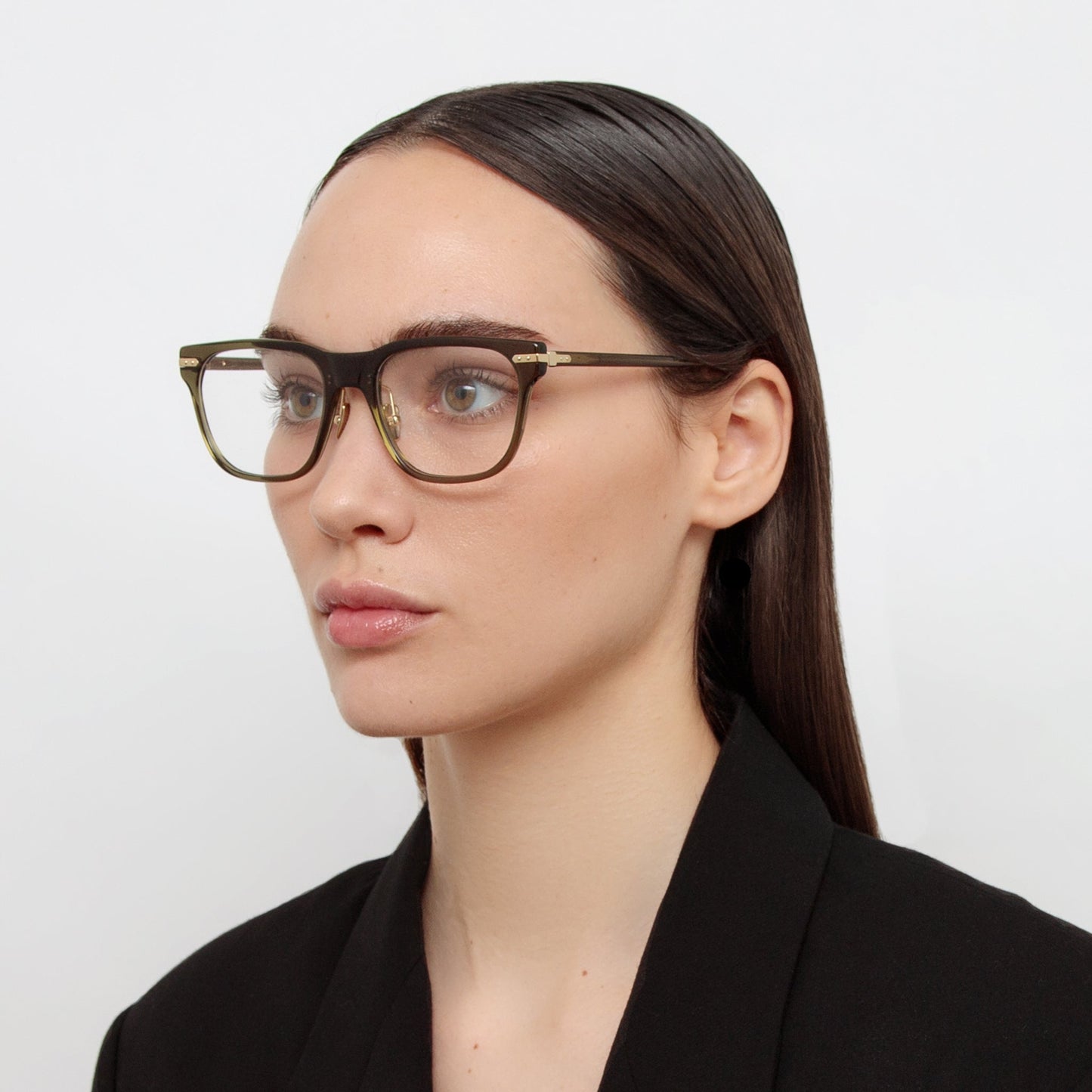 Linda Farrow Cove Optical D-Frame in Bottle Green (Asian Fit)  53