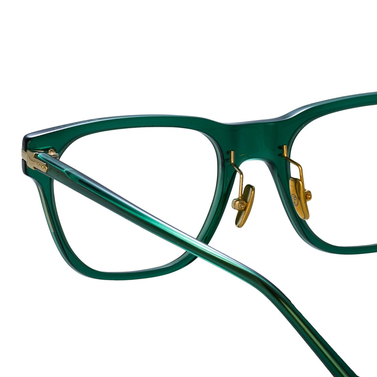 Linda Farrow Cove Optical D-Frame in Bottle Green (Asian Fit)  53