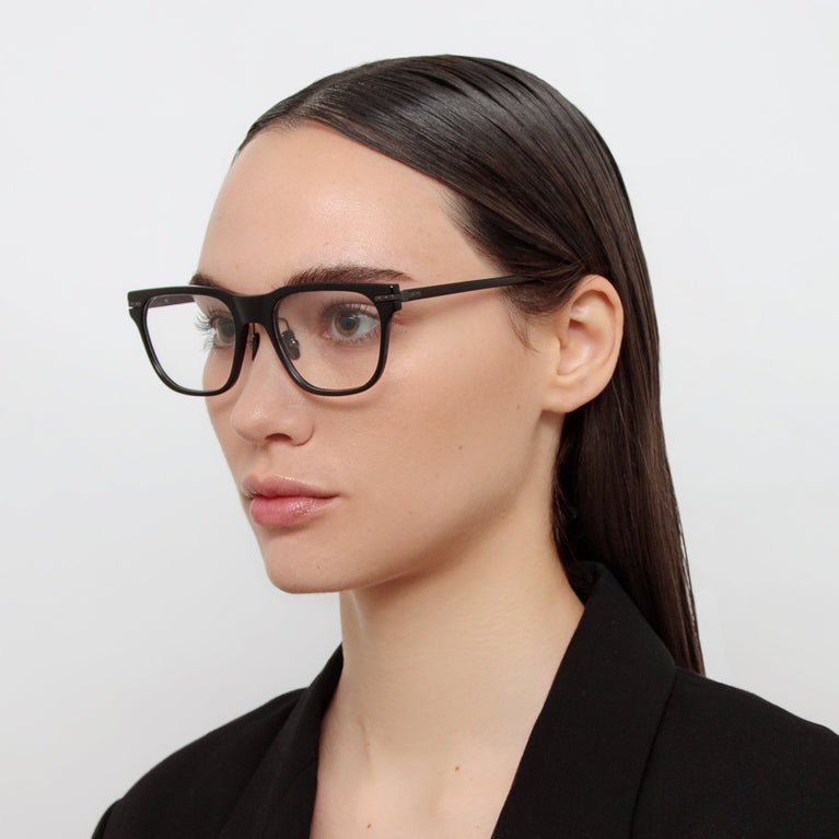Linda Farrow Cove Optical D-Frame in Black and Matt Nickel (Asian Fit)  53