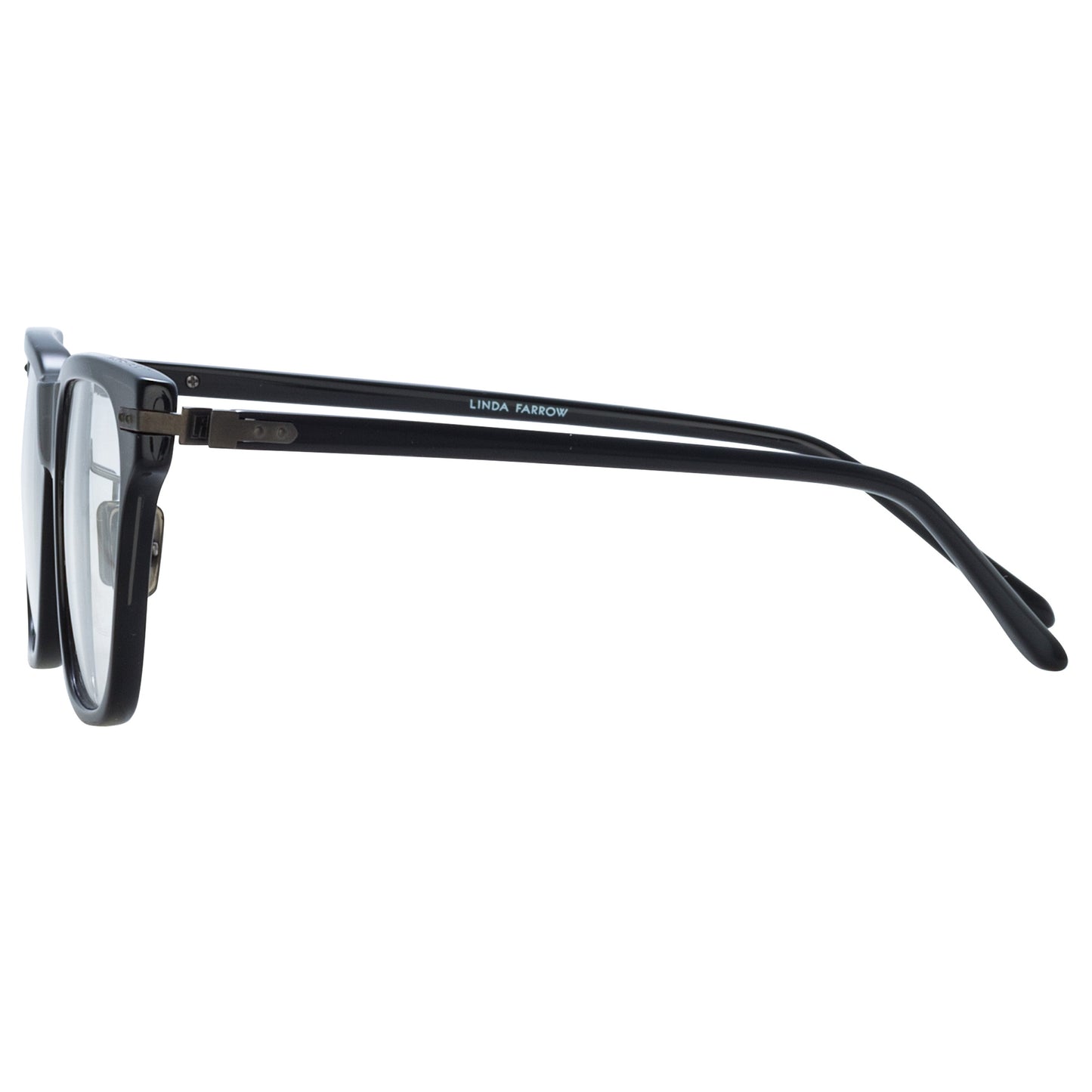 Linda Farrow Cove Optical D-Frame in Black and Matt Nickel (Asian Fit)  53