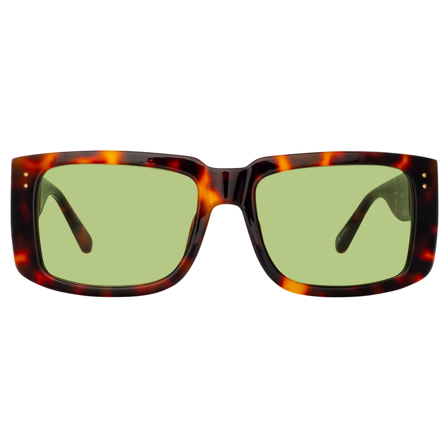 Linda Farrow Morrison Rectangular Sunglasses in Tortoiseshell and Green C8 59