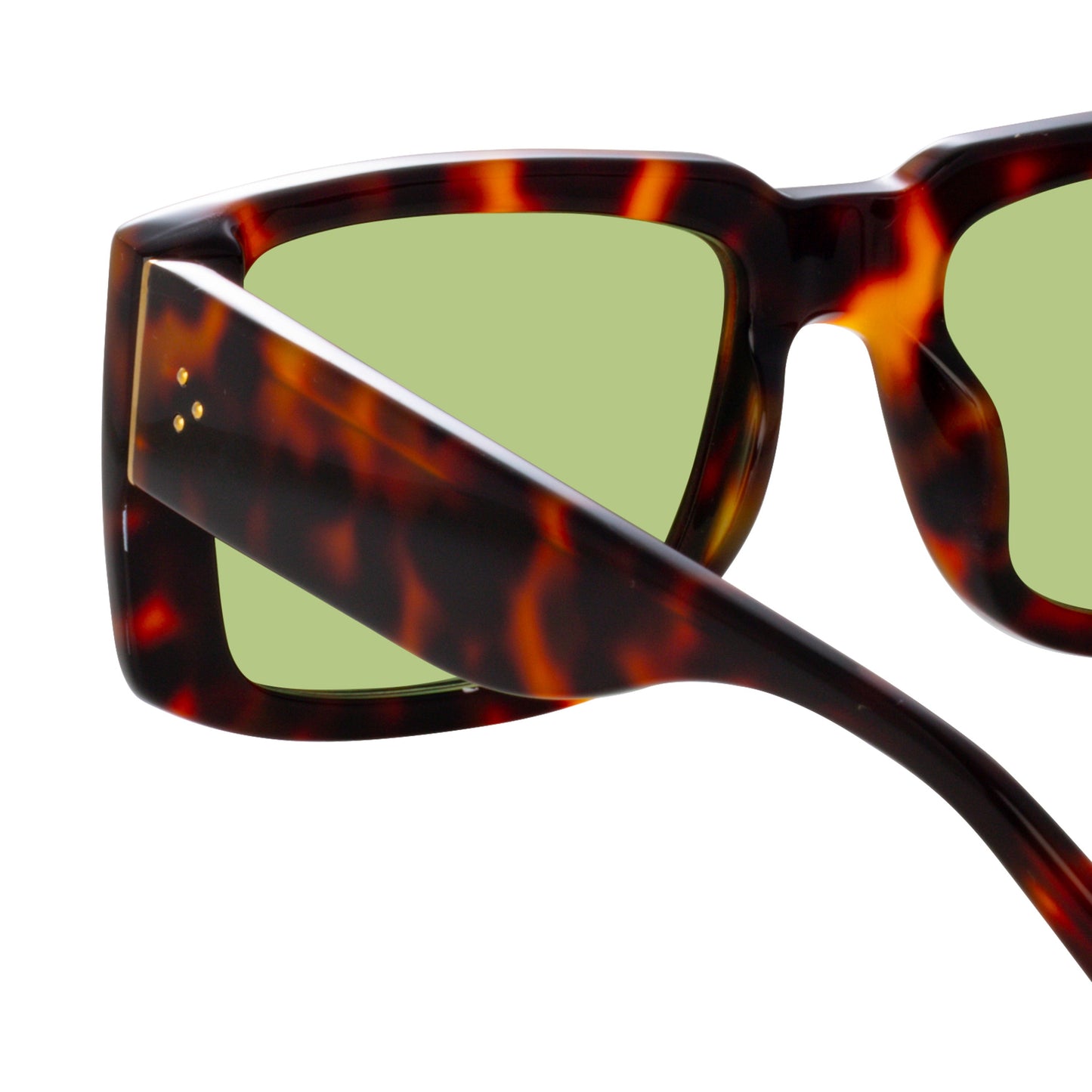 Linda Farrow Morrison Rectangular Sunglasses in Tortoiseshell and Green C8 59