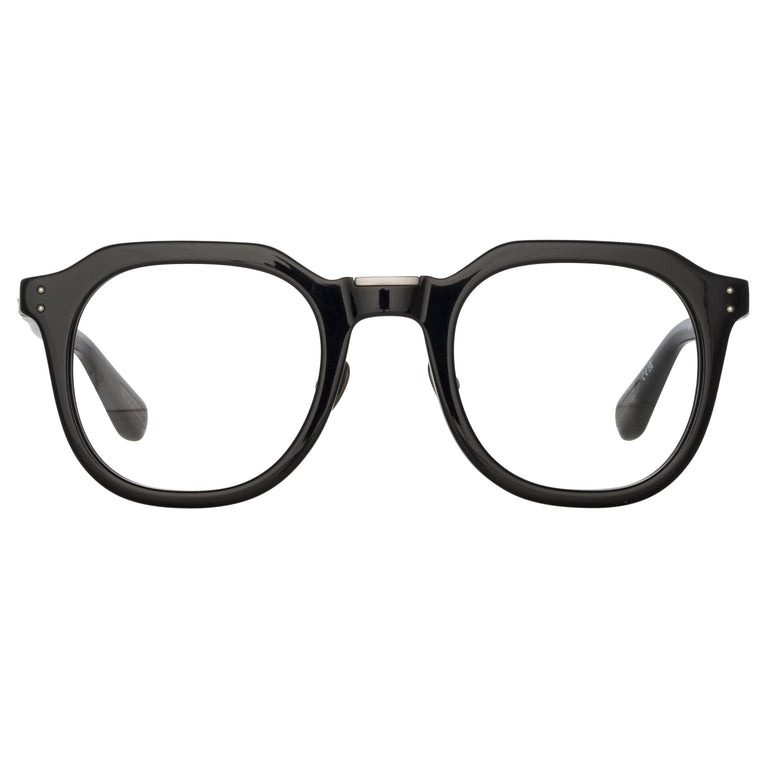 Linda Farrow Fletcher Angular Optical Frame in Black and Nickel C1 49