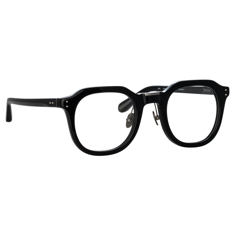 Linda Farrow Fletcher Angular Optical Frame in Black and Nickel C1 49