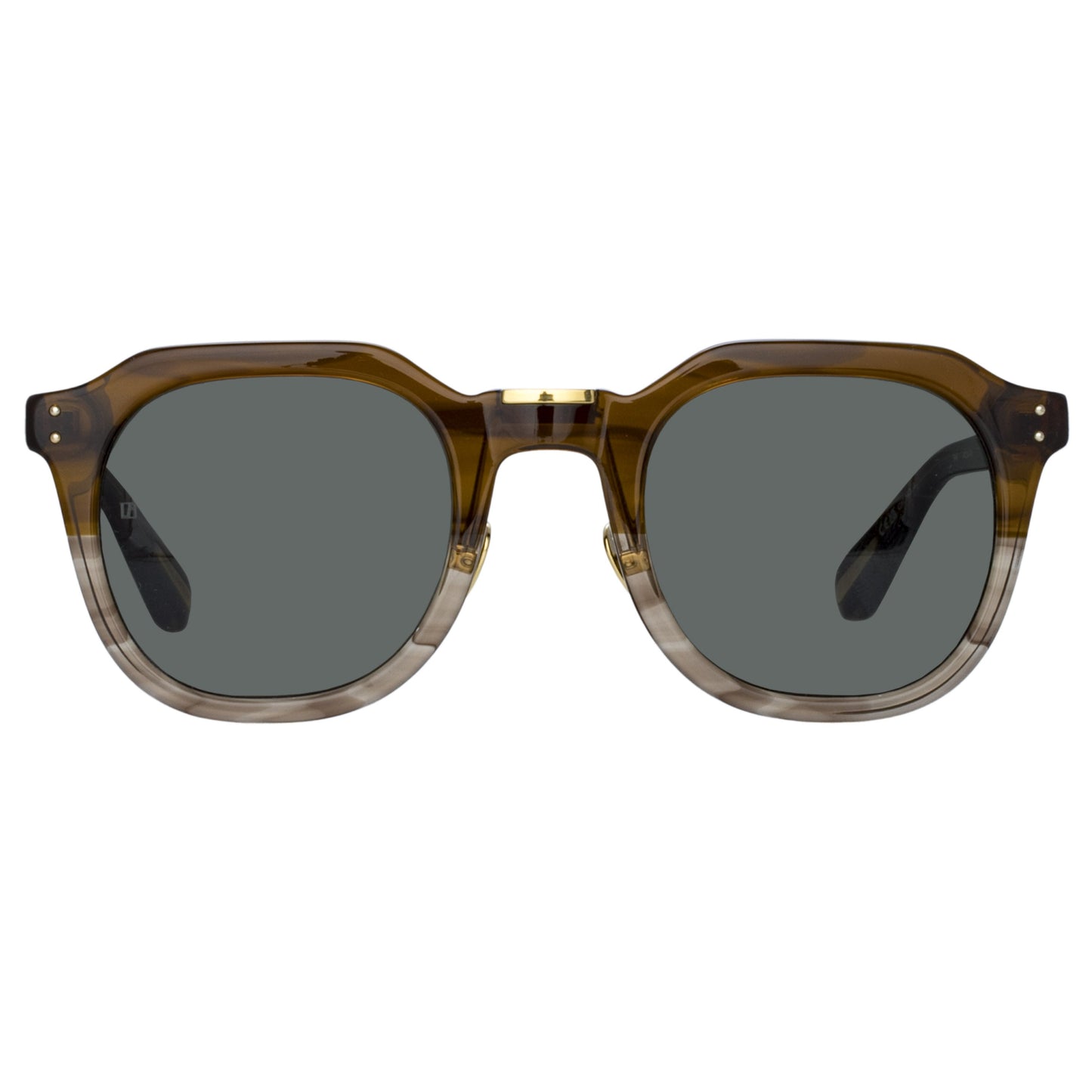 Linda Farrow Men's Fletcher Angular Sunglasses in Caramel Horn C1 50