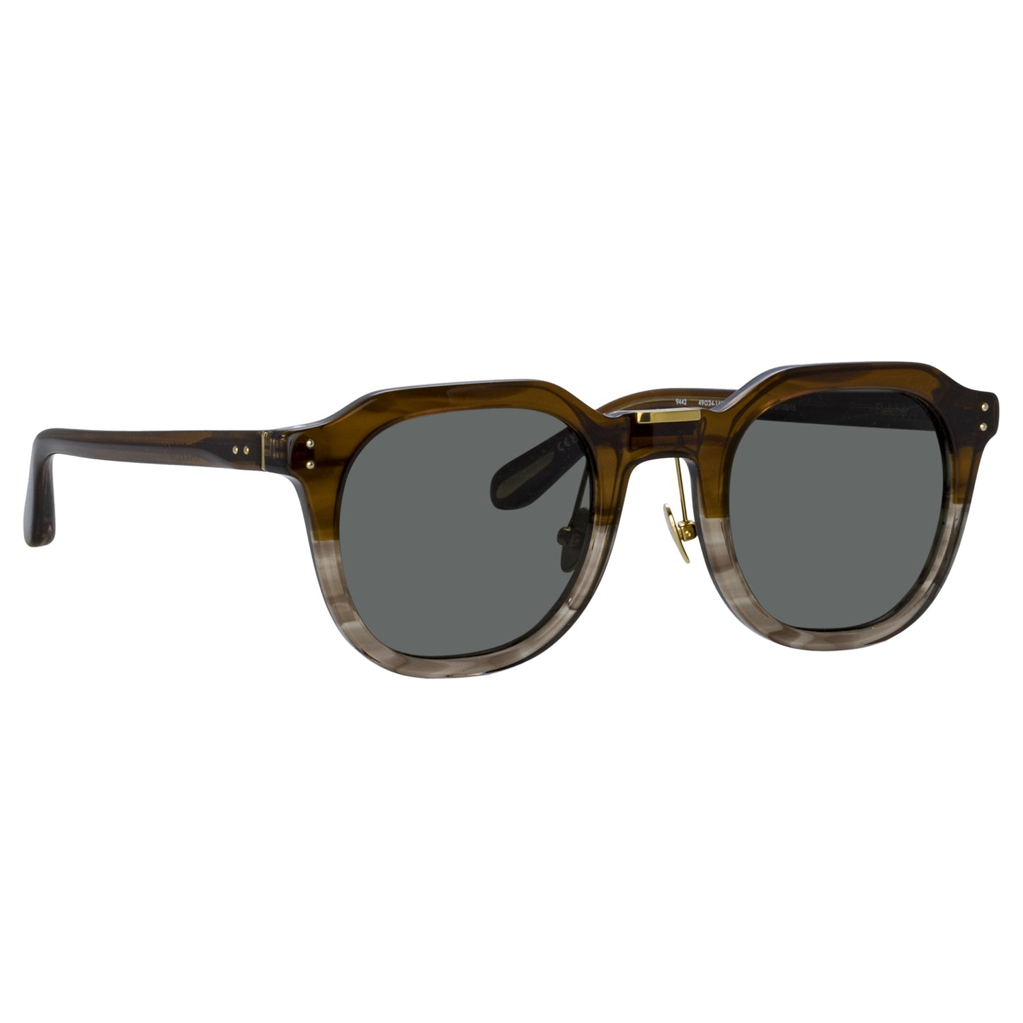 Linda Farrow Men's Fletcher Angular Sunglasses in Caramel Horn C1 50