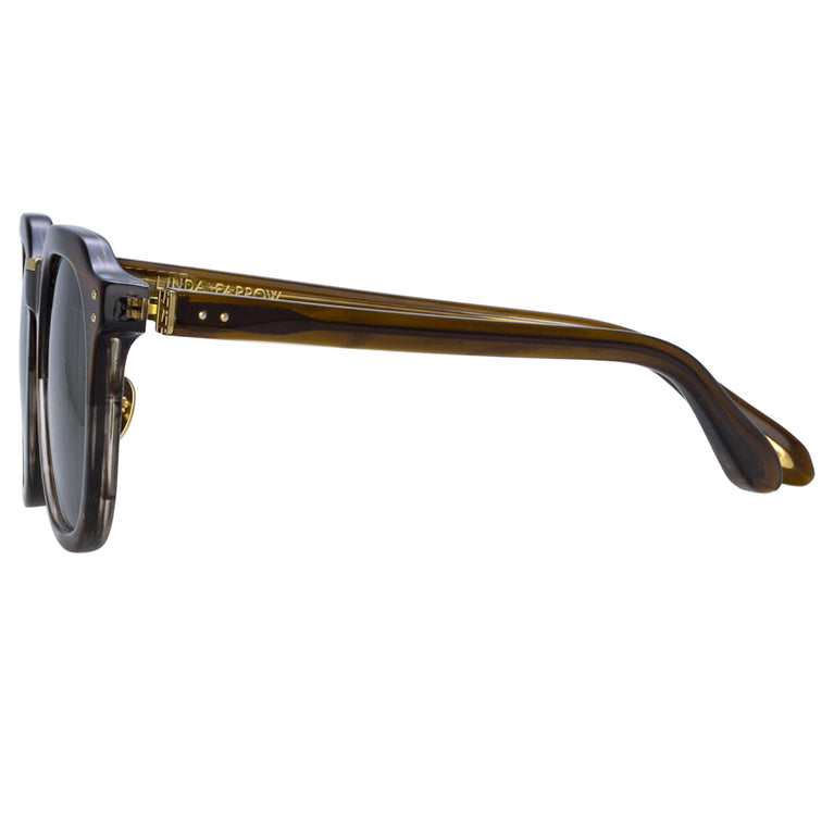 Linda Farrow Men's Fletcher Angular Sunglasses in Caramel Horn C1 50