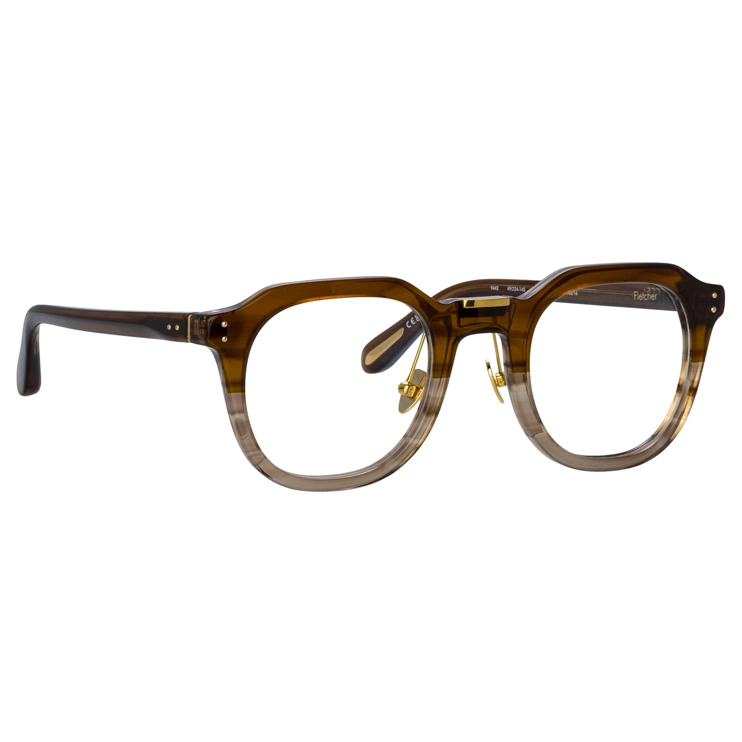 Linda Farrow Fletcher Angular Optical Frame in Caramel Horn C1 49
