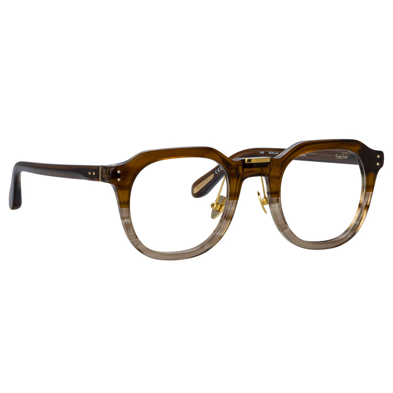 Linda Farrow Fletcher Angular Optical Frame in Caramel Horn C1 49