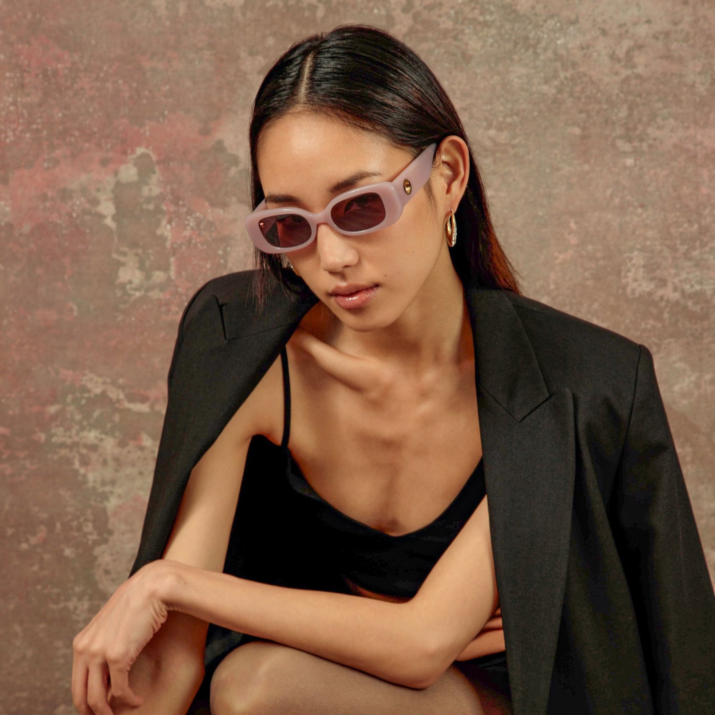 Linda Farrow Lola Rectangular Sunglasses in Lilac C1 52