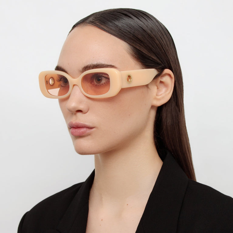 Linda Farrow Lola Rectangular Sunglasses in Peach C1