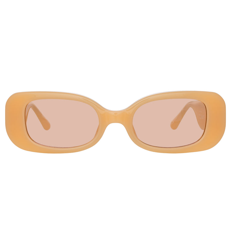 Linda Farrow Lola Rectangular Sunglasses in Peach C1