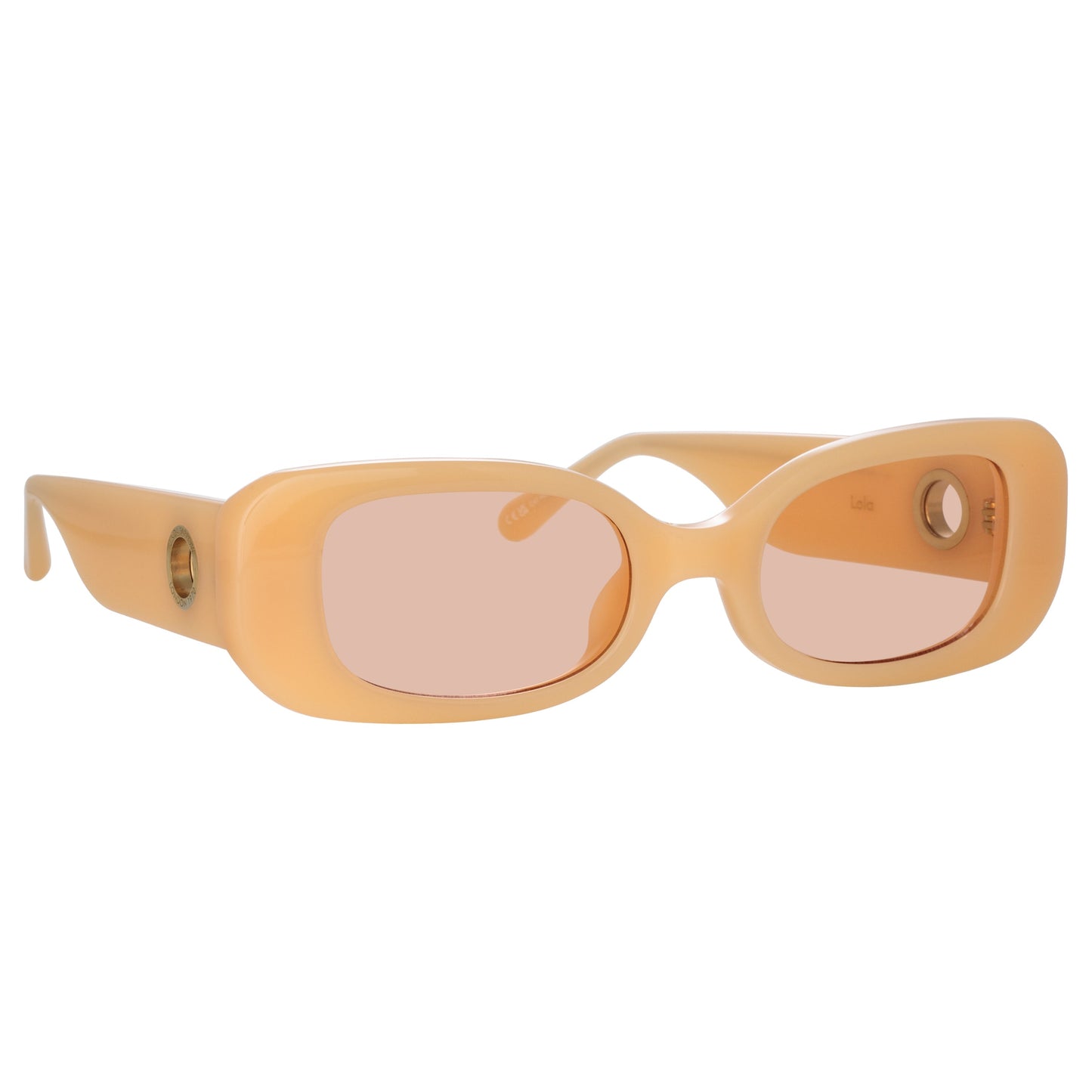 Linda Farrow Lola Rectangular Sunglasses in Peach C1