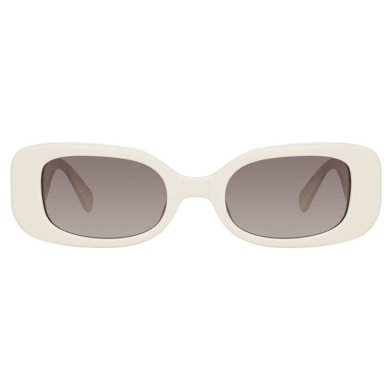 Linda Farrow Lola Rectangular Sunglasses in White C3 52