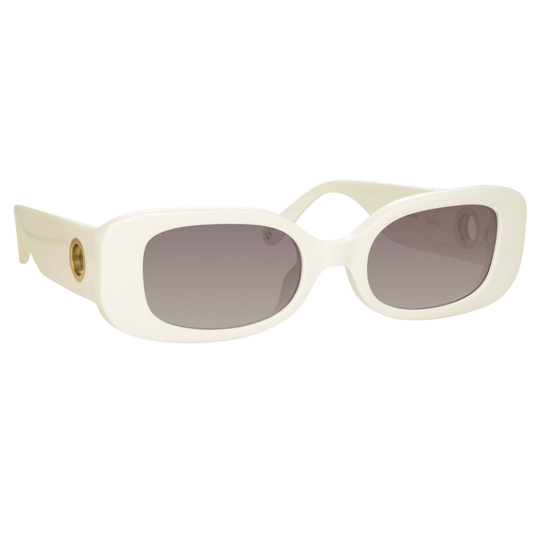 Linda Farrow Lola Rectangular Sunglasses in White C3 52
