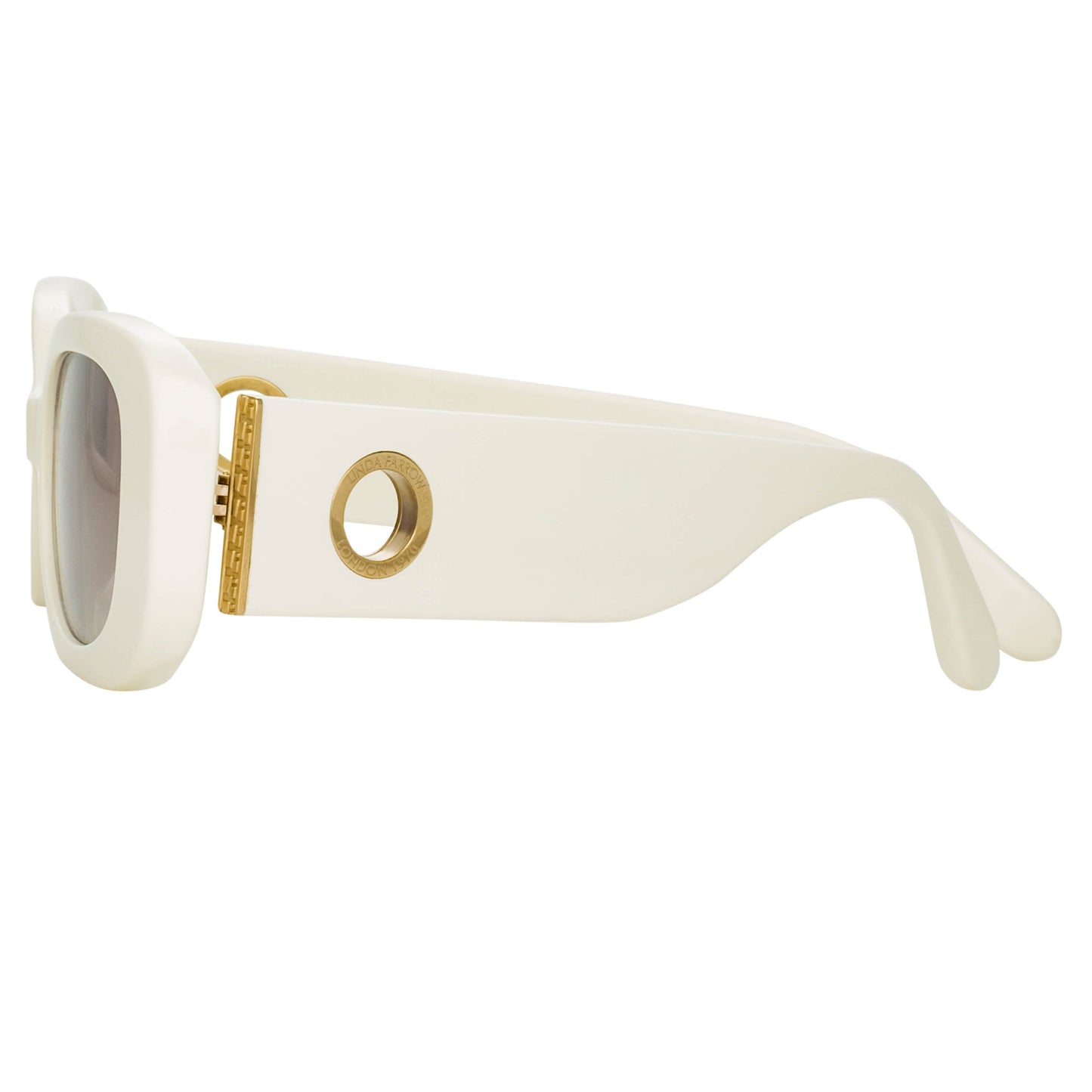 Linda Farrow Lola Rectangular Sunglasses in White C3 52