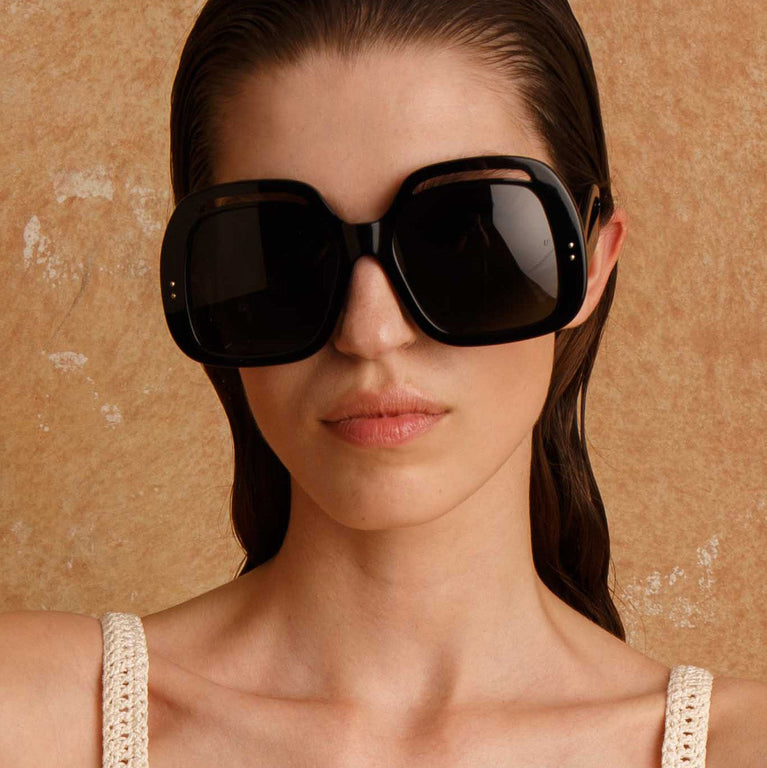 Linda Farrow Renata Oversized Sunglasses in Black C1 61