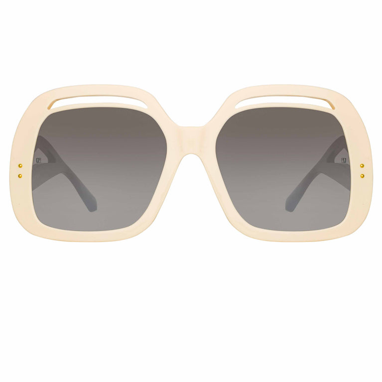 Linda Farrow Renata Oversized Sunglasses in Cream C3 61