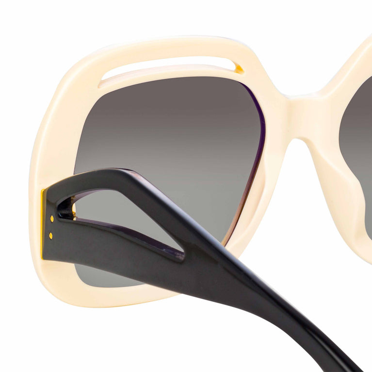 Linda Farrow Renata Oversized Sunglasses in Cream C3 61
