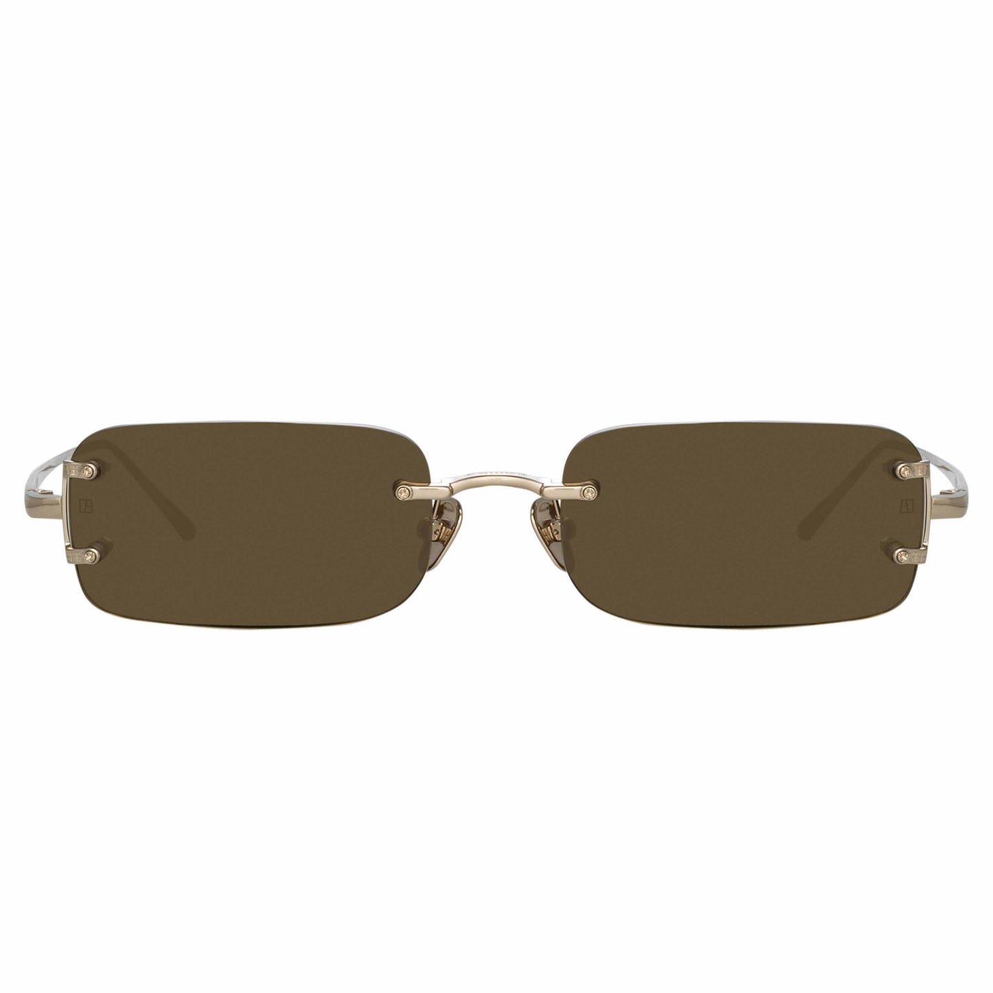 Linda Farrow Taylor Rectangular Sunglasses in Light Gold and Brown C2 3