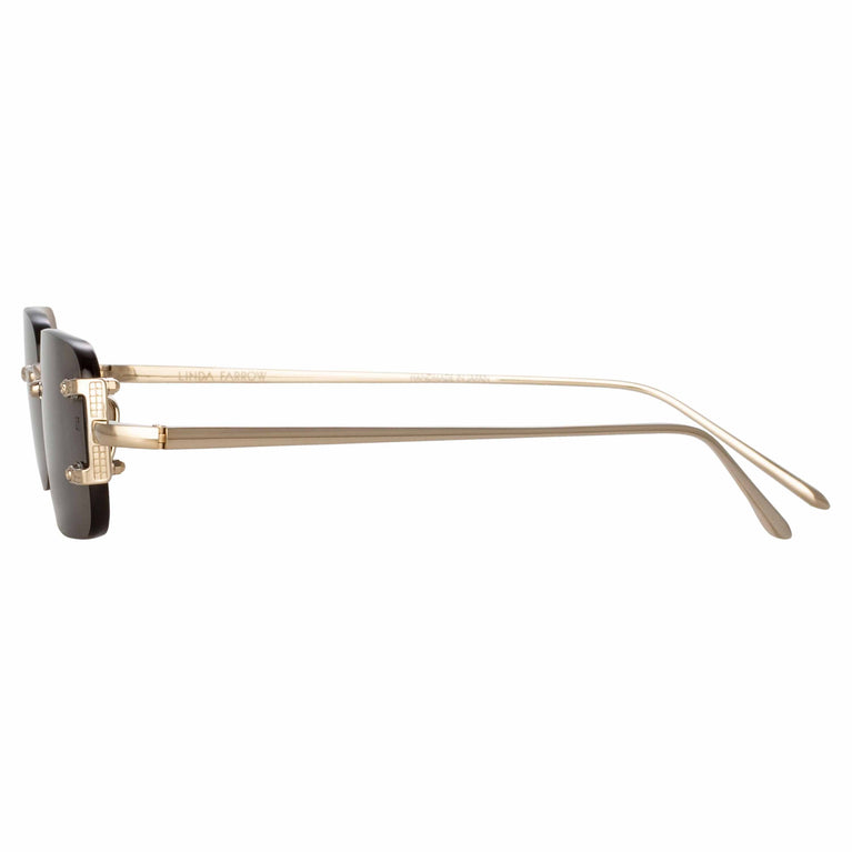Linda Farrow Taylor Rectangular Sunglasses in Light Gold and Brown C2 3