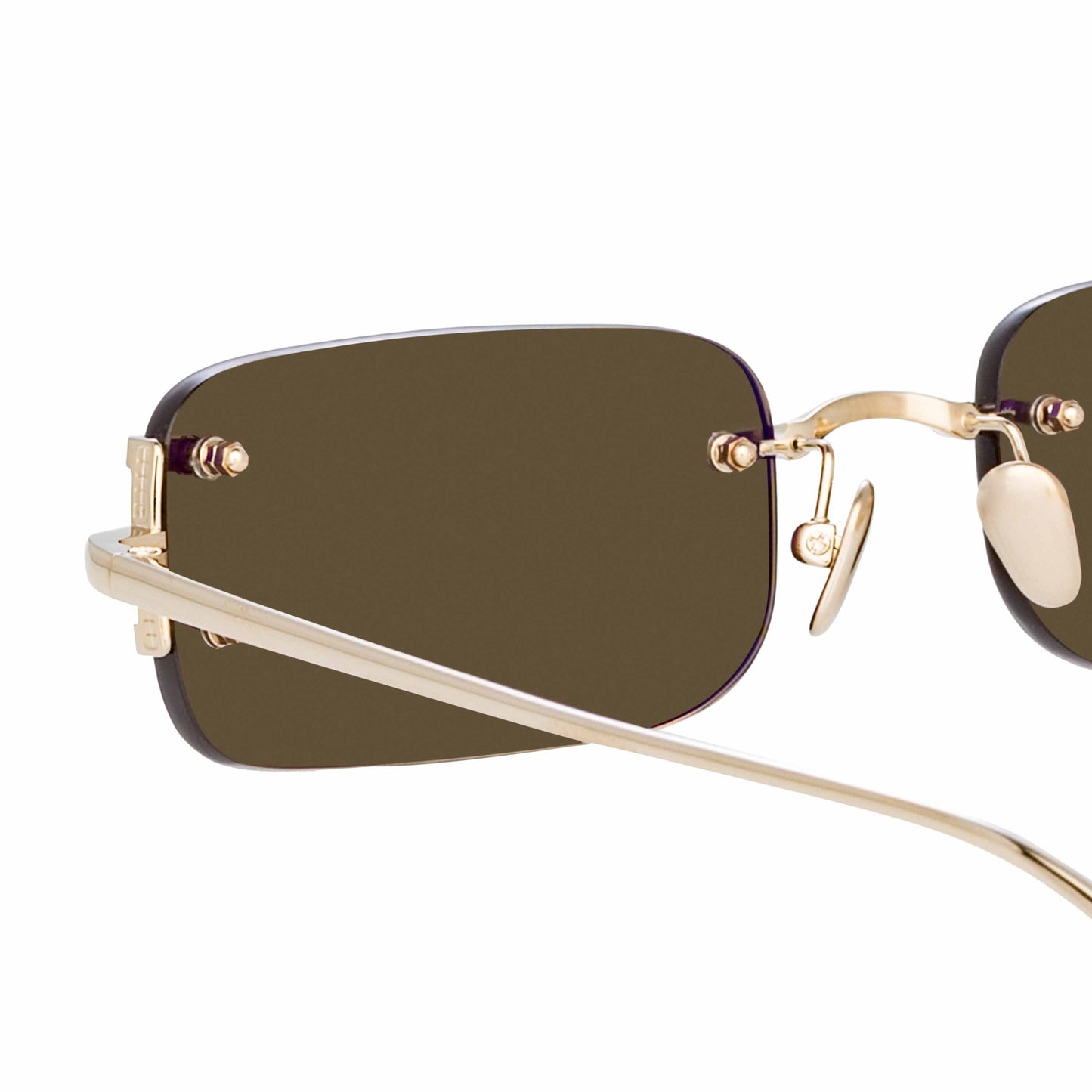 Linda Farrow Taylor Rectangular Sunglasses in Light Gold and Brown C2 3