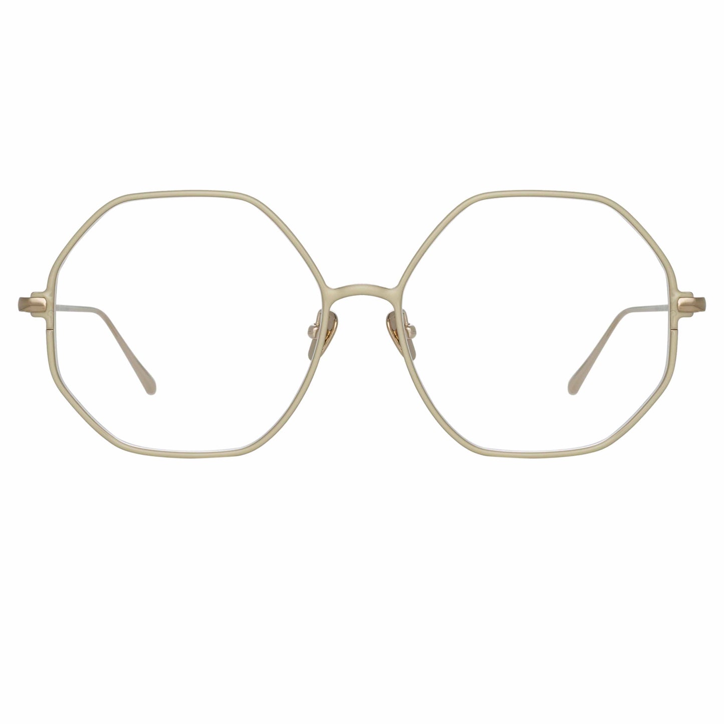 Linda Farrow Leif Oversized Optical Frame in Light Gold and Cream C8 60