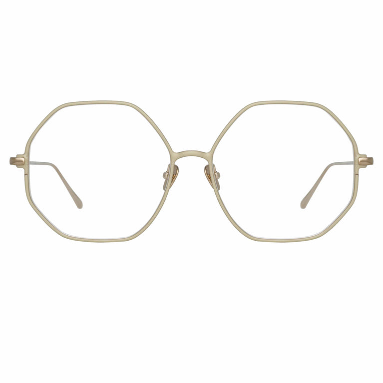 Linda Farrow Leif Oversized Optical Frame in Light Gold and Cream C8 60