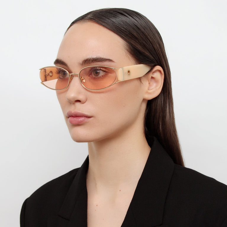 Linda Farrow Shelby Cat Eye Sunglasses in Peach C5 62