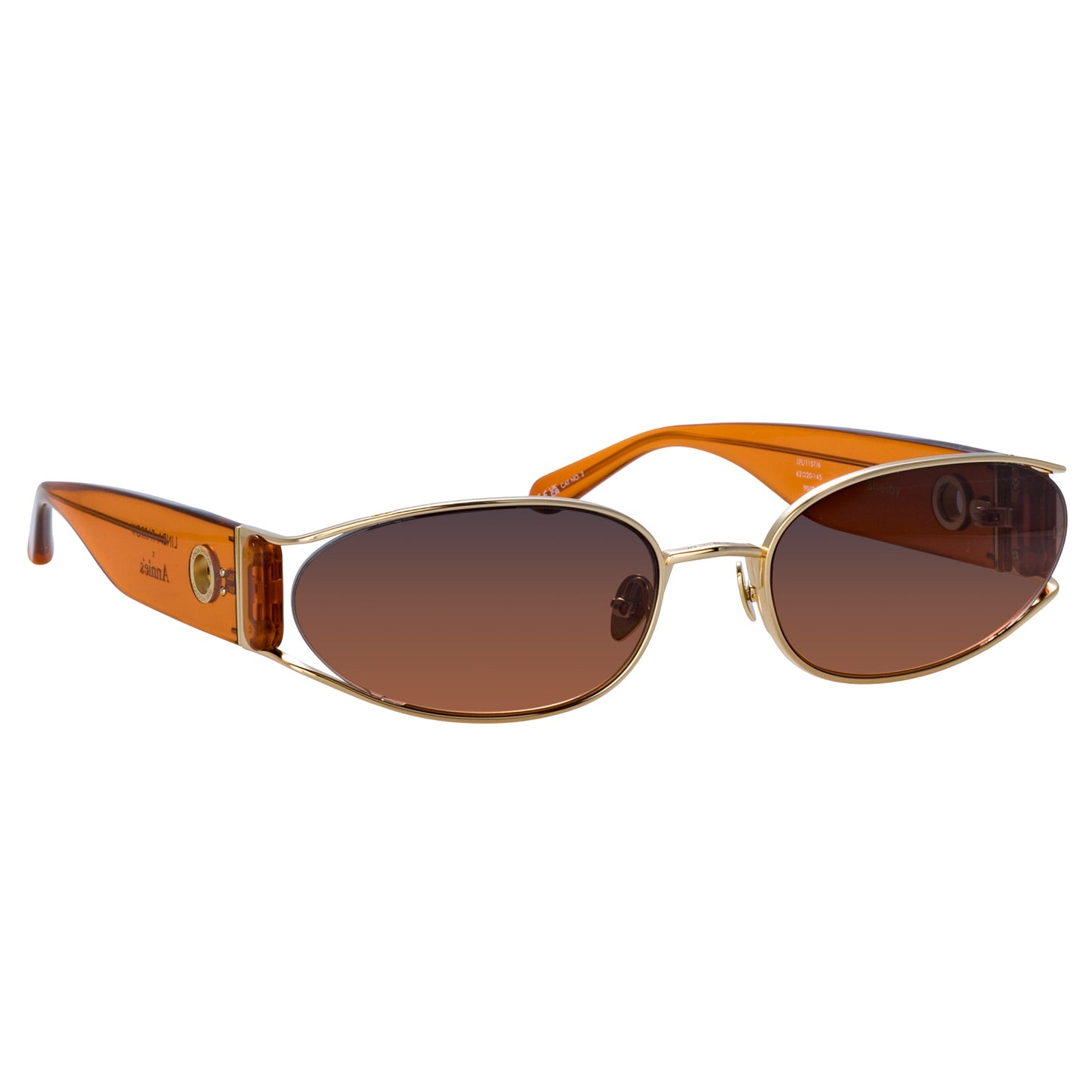 Linda Farrow Shelby Cat Eye Sunglasses in Light Gold and Dusk C6 62