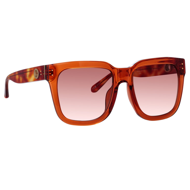 Linda Farrow Freya Square Sunglasses in Amber C9 58