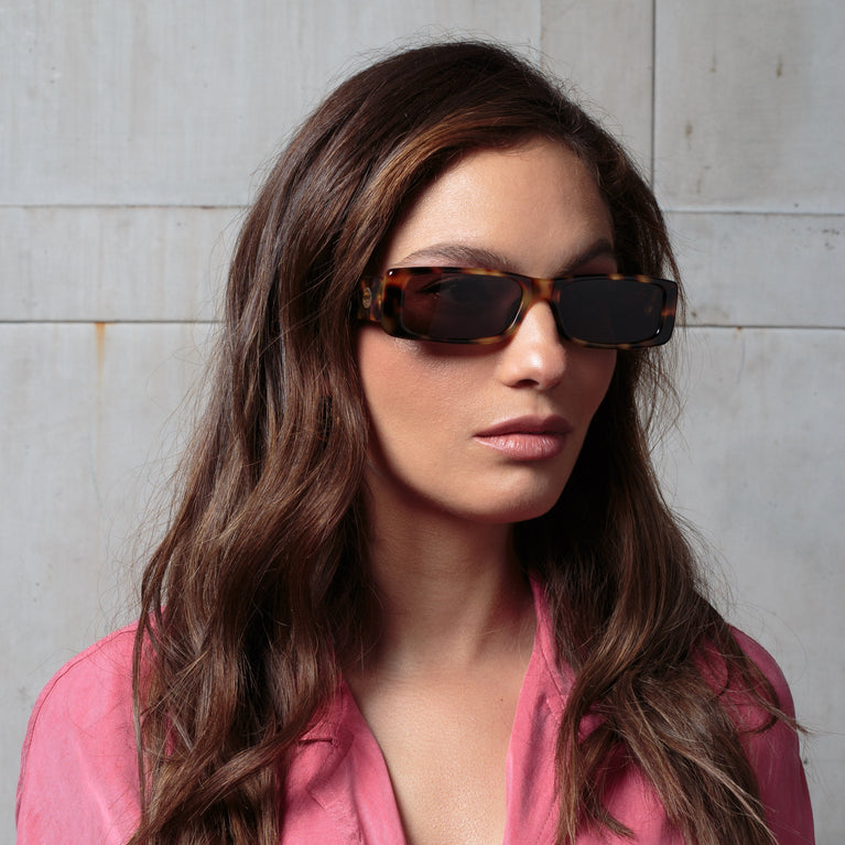 Linda Farrow Dania Rectangular Sunglasses in Tortoiseshell C2 60