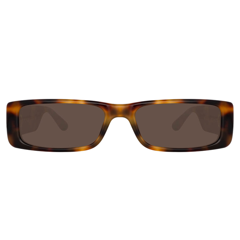 Linda Farrow Dania Rectangular Sunglasses in Tortoiseshell C2 60