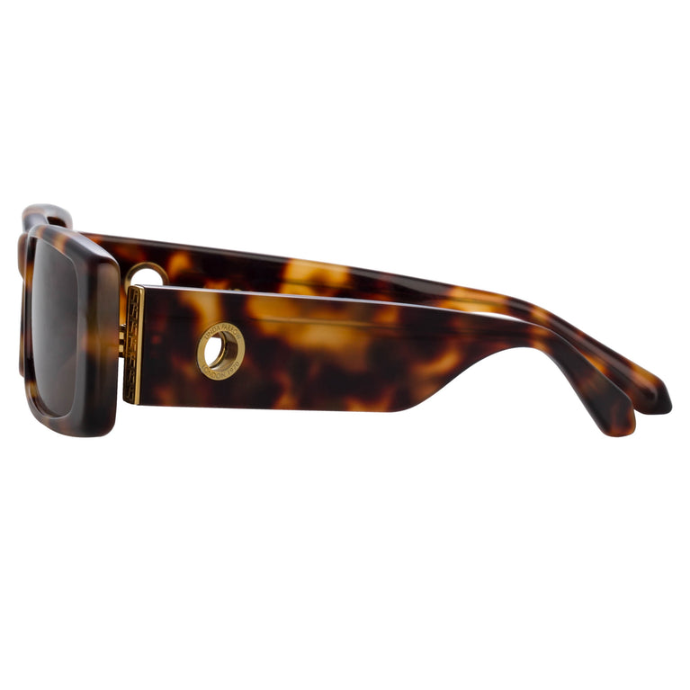Linda Farrow Dania Rectangular Sunglasses in Tortoiseshell C2 60