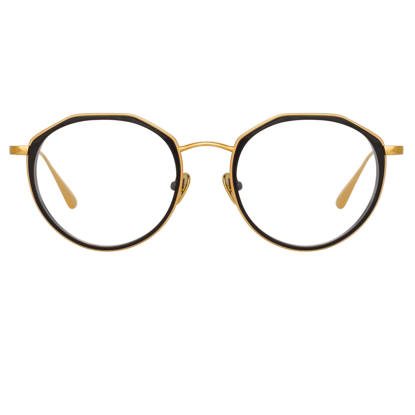 Linda Farrow Cesar Angular Optical Frame in Yellow Gold and Black C1 49