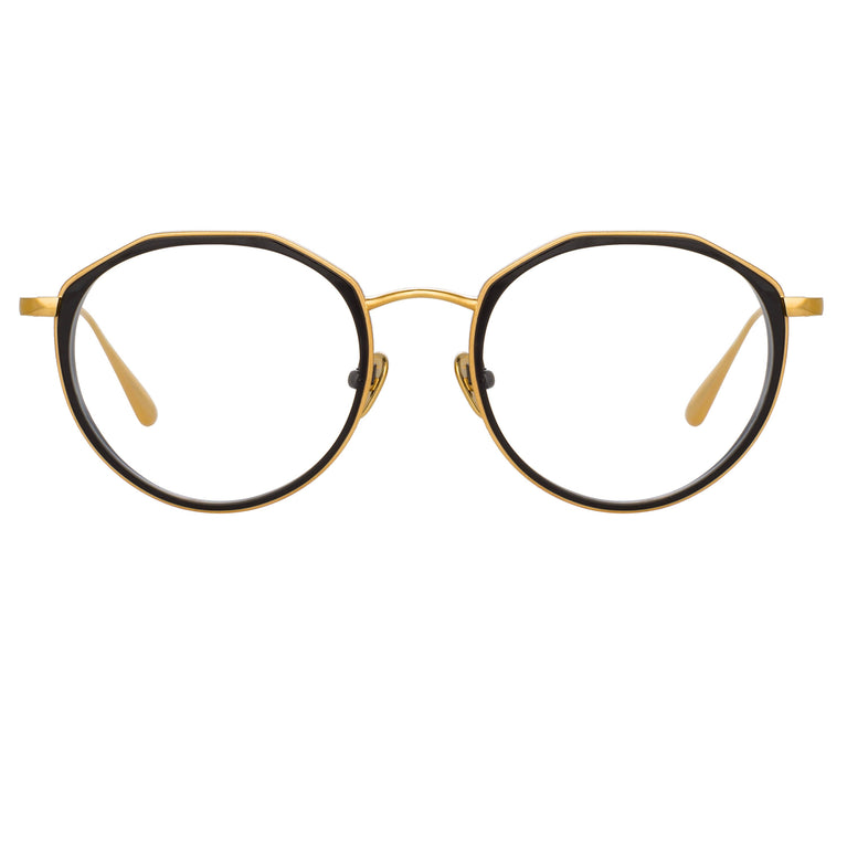 Linda Farrow Cesar Angular Optical Frame in Yellow Gold and Black C1 49