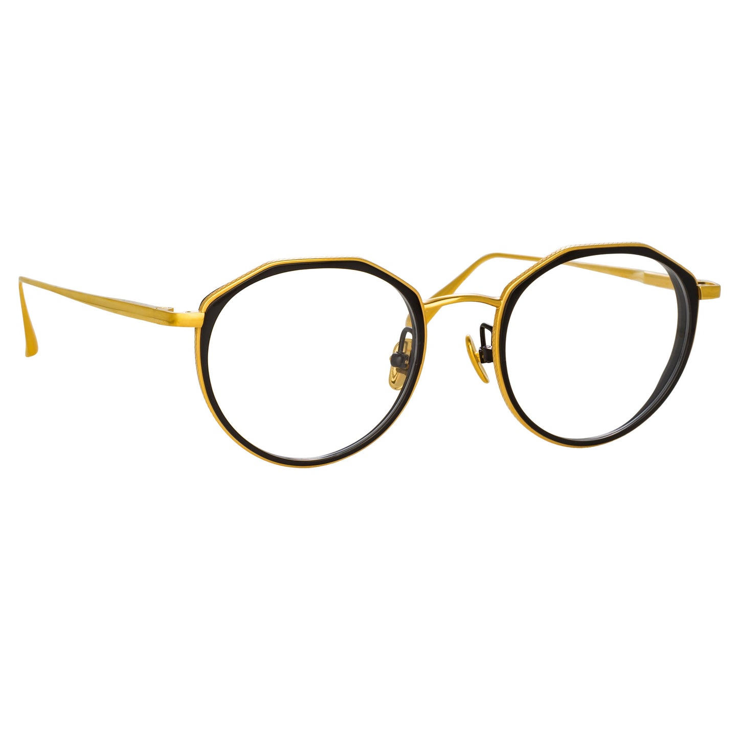 Linda Farrow Cesar Angular Optical Frame in Yellow Gold and Black C1 49