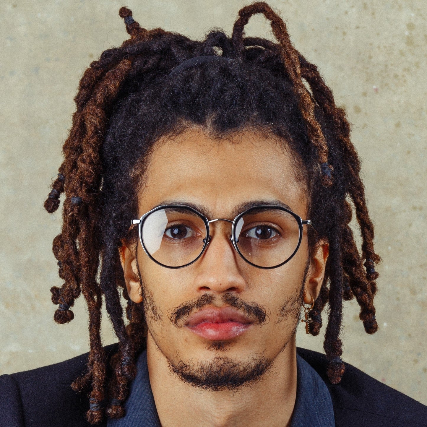 Linda Farrow Cesar Angular Optical Frame in White Gold and Black C2 49