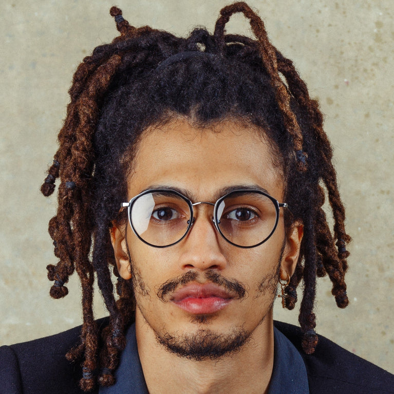 Linda Farrow Cesar Angular Optical Frame in White Gold and Black C2 49