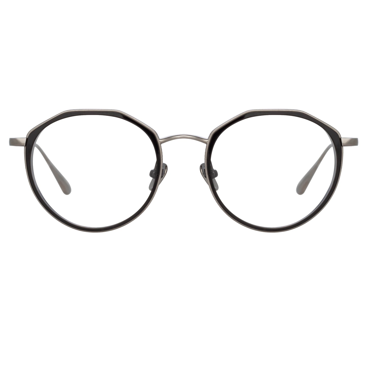 Linda Farrow Cesar Angular Optical Frame in White Gold and Black C2 49