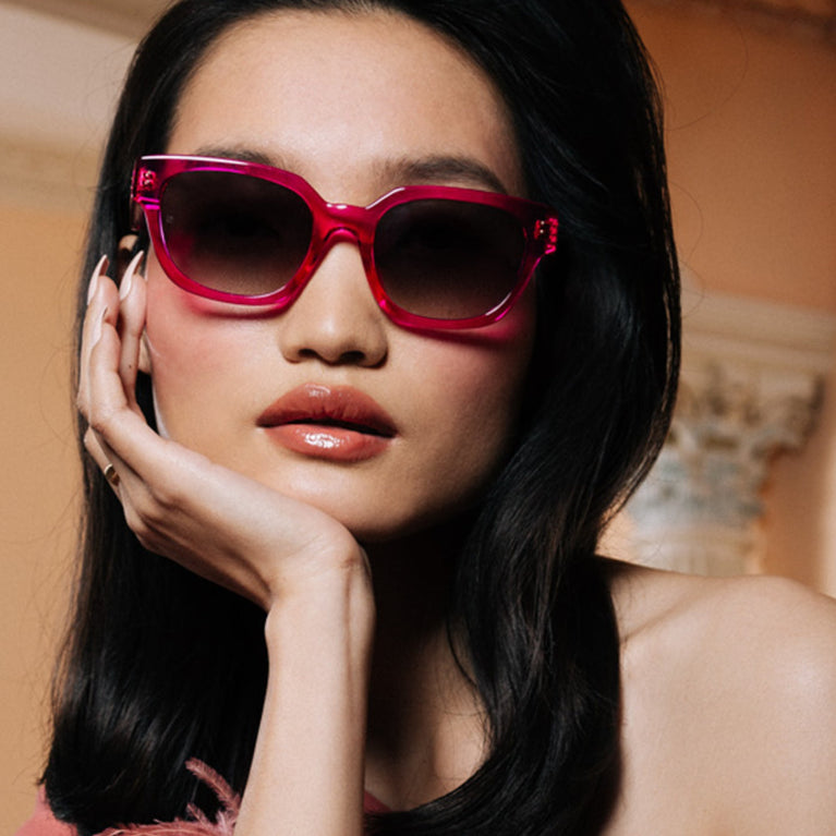 Linda Farrow Deni D-Frame Sunglasses in Fuchsia C6 54