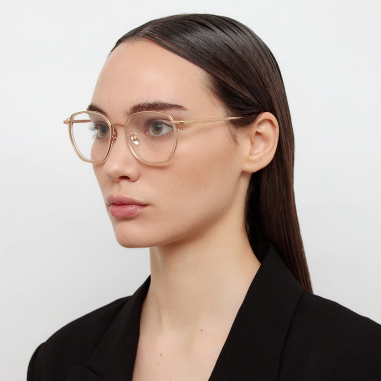 Linda Farrow Danilo Angular Optical Frame in Rose Gold C3 53